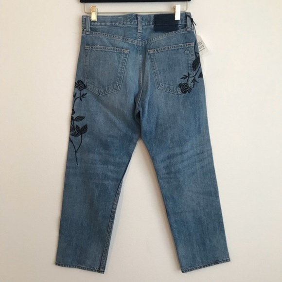 Rag & Bone Marilyn Embroidered floral Crop Jean 26 high waist baggy mom - Picture 4 of 8